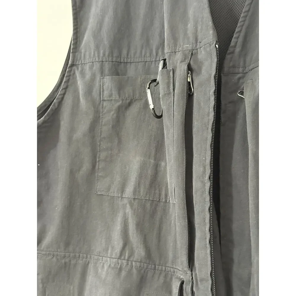Duluth Trading Co Mens Vest Black Fishing Cargo Utility Pockets Workwear Size XL